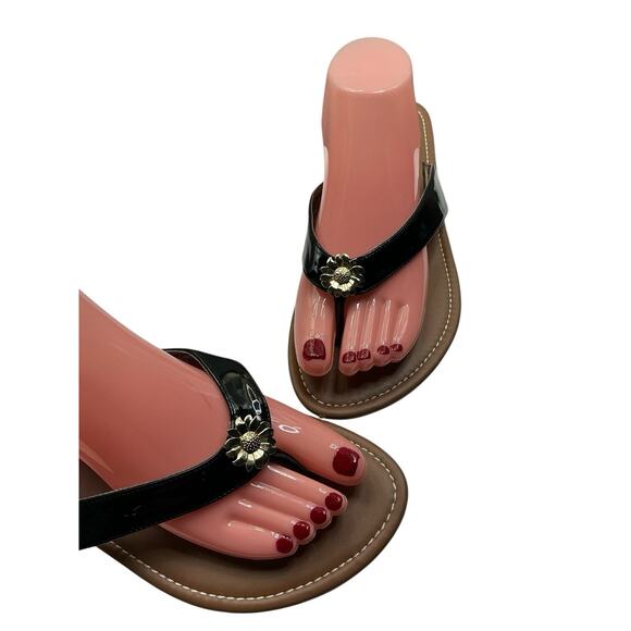 Talbots Sandals Flip Flop Slip On Casual Toe Post Open Toe Women’s Sz. 10 Black - Picture 4 of 11